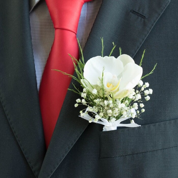 White Orchid Groom Buttonhole | Handy Flowers