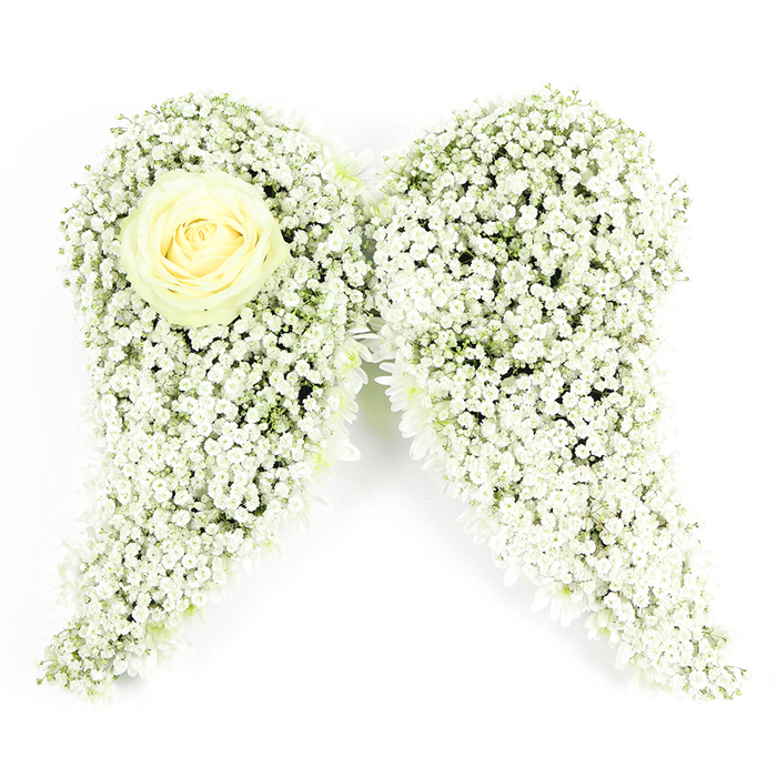 Custom Angel Wings Tribute | Funeral Flower Arrangement | Made By Handy